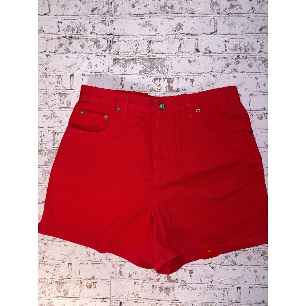 Vintage Generra 90s Red Denim High Rise Mom Shorts Womens 12 NWT